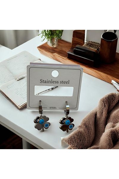 İNN JEWELLERY Steel Earrings Anti-Tarnish Antiallergic Clover Figure (2 Years Importor Warranty)