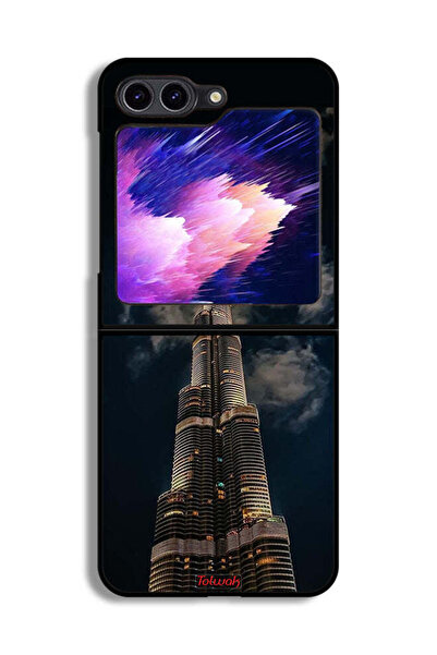Tolwak غطاء حماية لهاتف سامسونج جالاكسي زد فليب 6 بتصميم برج خليفة في الليل