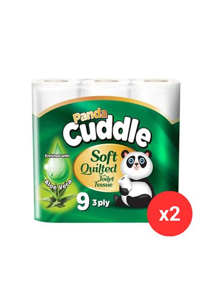 Panda Cuddle Role de hârtie igienică matlasate moi, parfumate cu aloe vera, 3 straturi x 2 buc.