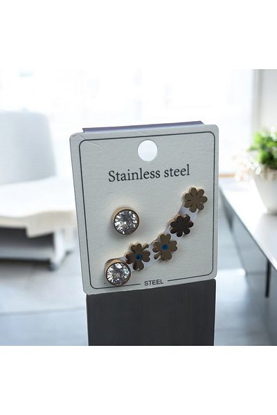 İNN JEWELLERY Steel Earrings Tarnish Resistant Antiallergic Flower Figured (2 Years Importer Warranty)
