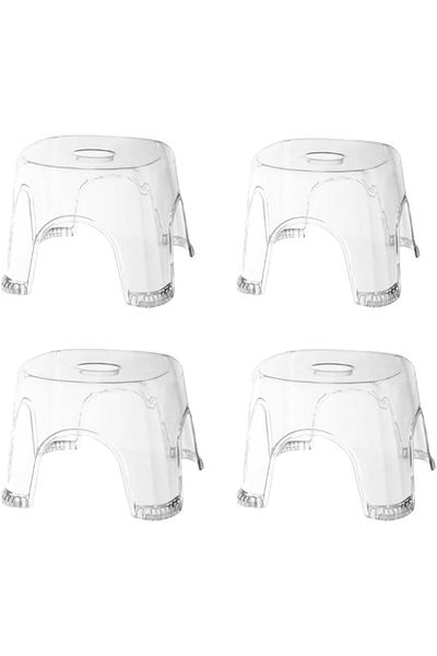 COOYA 4Pcs Clear Shower Foot Stool,Shower Stool Acrylic Stool, for Bathroom Bedside Small Shower Spaces