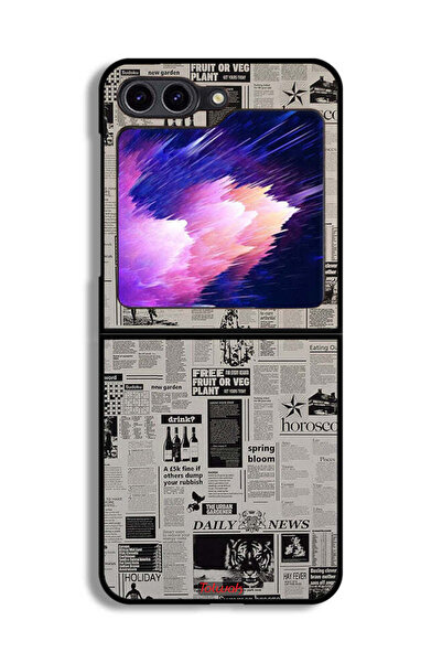 Tolwak غطاء حماية لهاتف Samsung Galaxy Z Flip6 بتصميم صحيفة تسجيلية