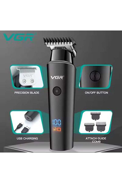VGR Mașină de tuns și de ras, VGR V-937, lame din oțel, fără fir, baterie litiu 2000 mAh, cablu USB