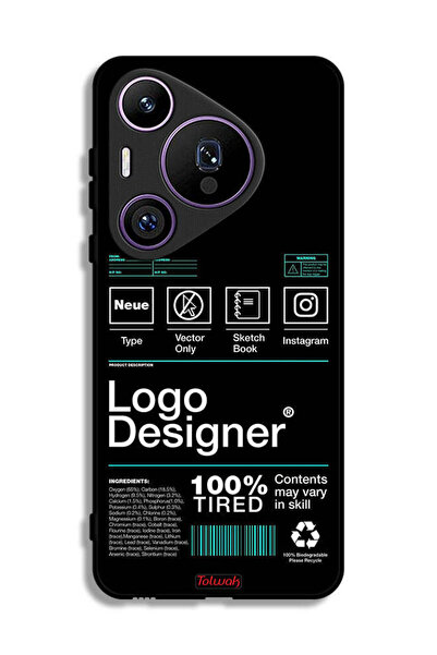 Tolwak غطاء حماية لهاتف هواوي بيورا 70 برو مع ملصق شعار مصمم
