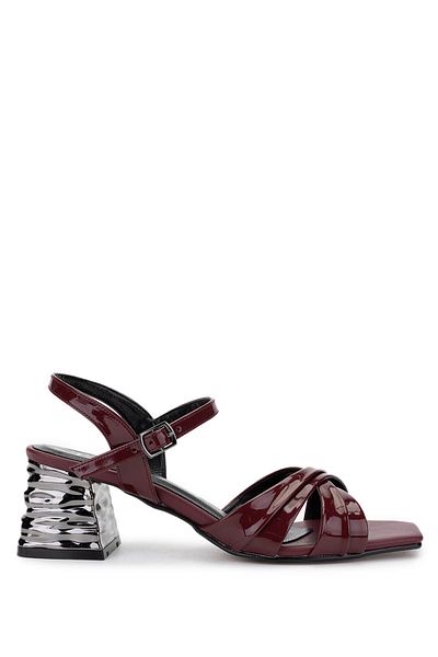 Tamer Tanca Women's Vegan Burgundy Patent Leather Heeled Shoes