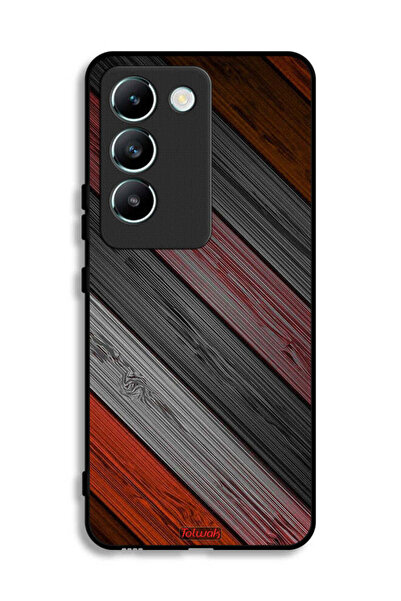 Tolwak Vivo V30 Lite 4G Protective Case Cover Colored Wooden Pattern