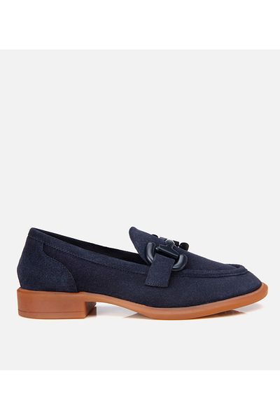 Hotiç Loafer casual de damă din piele de căprioară albastru bleumarin cu talpă flexibilă