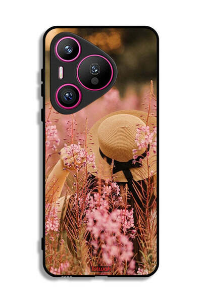 Tolwak غطاء حماية لهاتف هواوي بيورا 70 بتصميم فتاة قبعة مزينة بالزهور