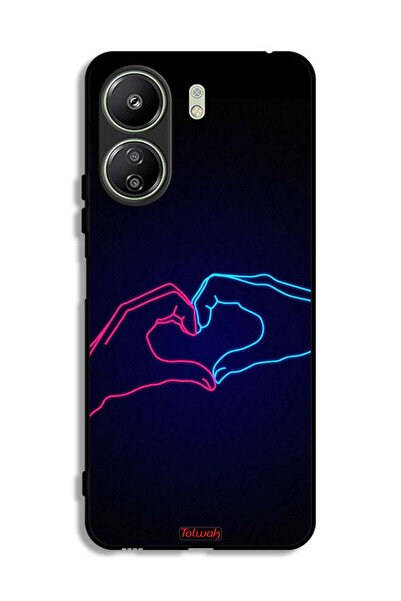 Tolwak Xiaomi Redmi 13C Protective Case Cover Touching Hand Making Heart