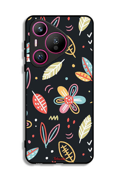 Tolwak غطاء حماية لهاتف هواوي بيورا 70 بطبعة زهور وأوراق فنية تجريدية