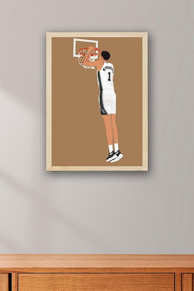 Saturn Victor Wembanyama Framed Painting - Basketball Nba Poster Painting