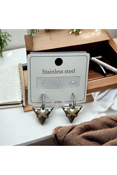 İNN JEWELLERY Steel Earrings Tarnish-Free Antiallergic X Figured (2 Years Importer Guaranteed)