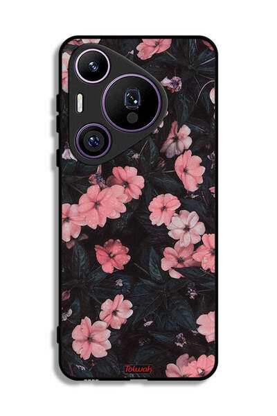 Tolwak غطاء حماية لهاتف هواوي بيورا 70 برو - لون الخوخ والورود الصغيرة
