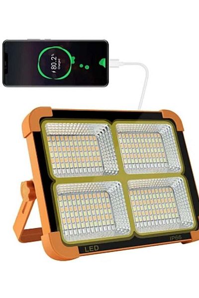 divendi-ro Portable solar working lamp with charger function 36 rechargeable LEDs 500W temperature 6500K Orange