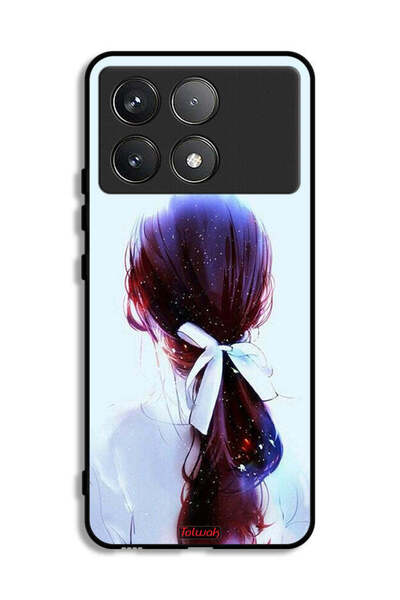 Tolwak غطاء حماية شاومي بوكو F6 برو بتصميم ربطة شعر مع رباط شعر وفن فتاة