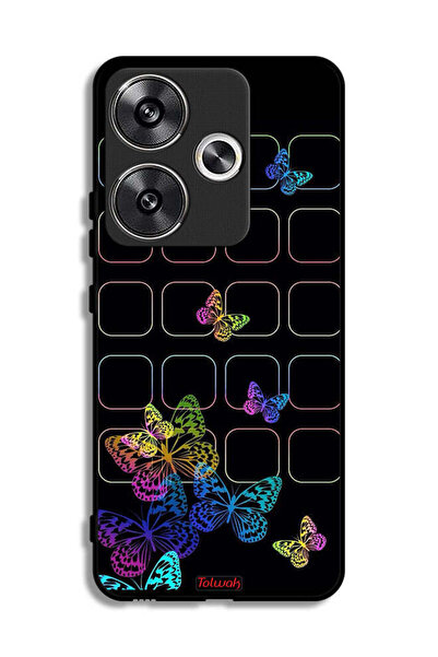 Tolwak Xiaomi Poco F6 5G Protective Case Cover Colorful Butterflies