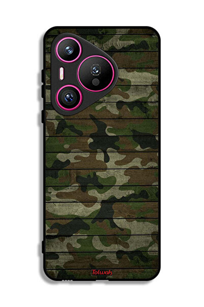 Tolwak غطاء حماية لهاتف هواوي بيورا 70 بنمط خشبي مموه