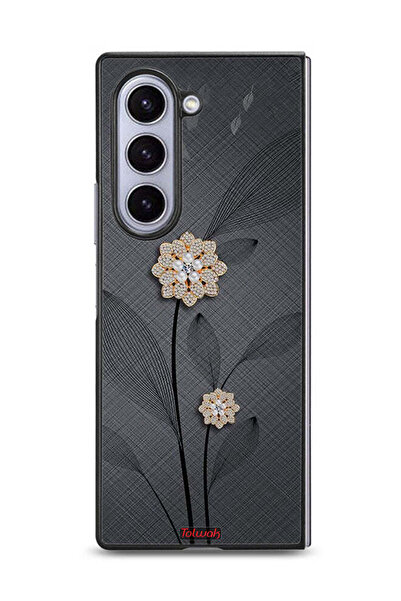 Tolwak غطاء حماية لهاتف Samsung Galaxy Z Fold6 بتصميم زهور ماسية