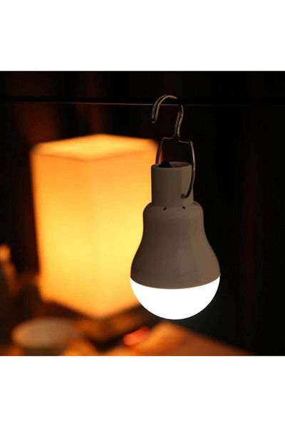 divendi-ro LED bulb GR-020 with solar panel, 5W, hook, portable, IP65, rechargeable with USB, cool white light