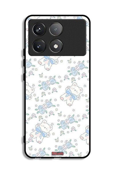 Tolwak غطاء حماية لهاتف شاومي بوكو F6 برو مع أيقونة دب تيدي لطيف وزهور