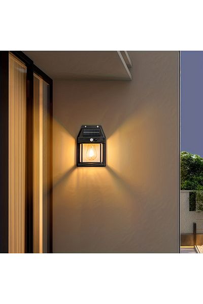 divendi-ro Set of 4 x Solar Wall Lamps 2W, 600LM, waterproof IP65, for garden or home, black