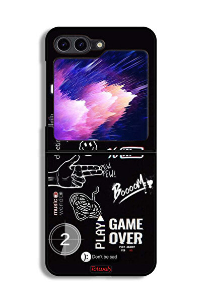 Tolwak غطاء حماية لهاتف Samsung Galaxy Z Flip6 مطبوع عليه Game Over Pew Pew
