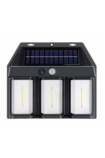 divendi-ro Solar wall lamp with 3 LED bulbs and 3 lighting modes, motion sensor, IP65, black