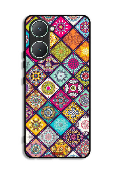 Tolwak غطاء حماية لهاتف Vivo Y03 4G بنقشة مربعات ماندالا