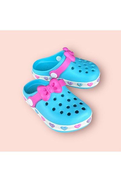 AkınalBella Girl's Mint Fuchsia Bow Light Closed Front Slippers Sandals