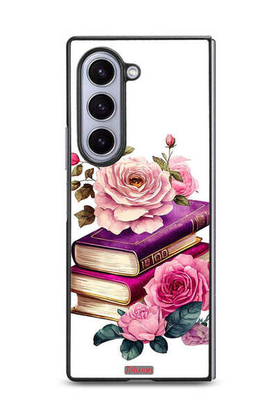 Tolwak غطاء حماية لهاتف سامسونج جالكسي زد فولد 6 بنقشة الورود والكتب