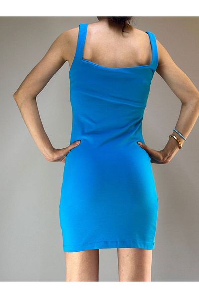 Gönülden Tasarım Blue Combed Women's Dress