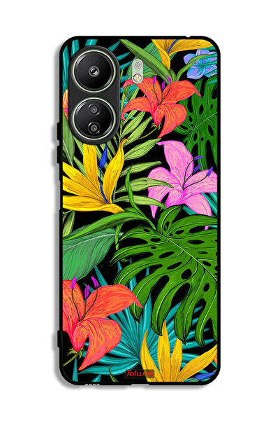 Tolwak غطاء حماية لهاتف شاومي ريدمي 13 سي بنقشة زهور استوائية وأوراق شجر