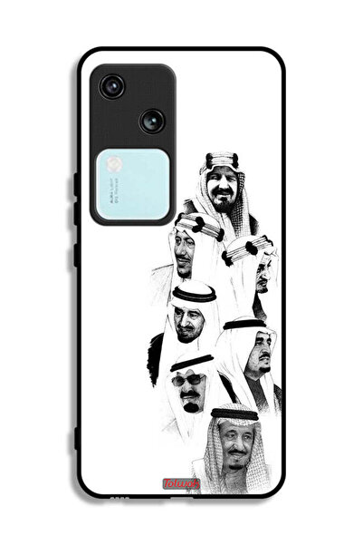Tolwak غطاء حماية لهاتف فيفو V30 5G، تصميم ملوك السعودية، أسود وأبيض