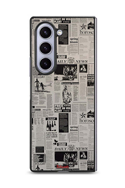 Tolwak غطاء حماية لهاتف Samsung Galaxy Z Fold6 بتصميم صحيفة تسجيلية