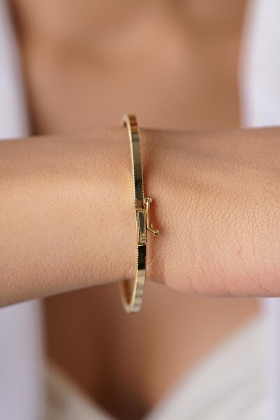 Fiyonk Kuyumculuk 14 Ayar Altın Düz Ajda Kelepçe Bilezik - Asaletin Bilekteki Hâli