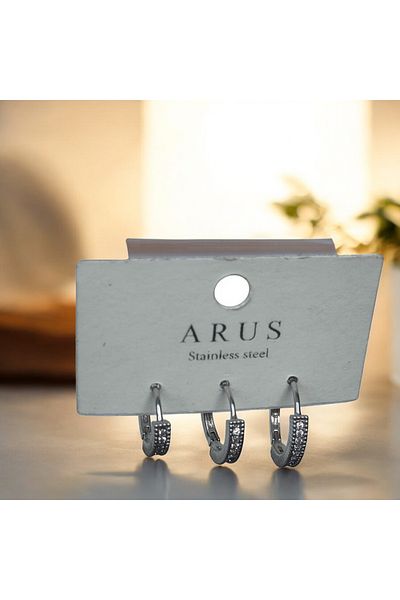 İNN JEWELLERY Steel Earrings Anti-Tarnish Antiallergic 3-Piece Figured (2 Years Importor Warranty)