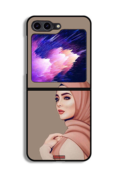 Tolwak غطاء حماية لهاتف سامسونج جالاكسي زد فليب 6 - فتاة محجبة جميلة
