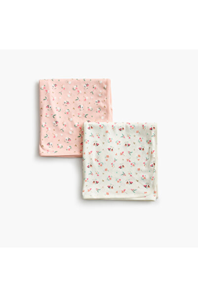 Juniors 2-Piece Floral Print Cotton Receiving Blanket Set - 70x70 cms