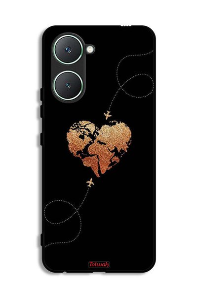 Tolwak Vivo Y03 4G Protective Case Cover Airplanes Touching Heart