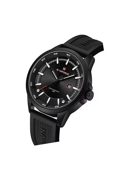 Naviforce Black Sporty Men's Watch with Silicone Strap