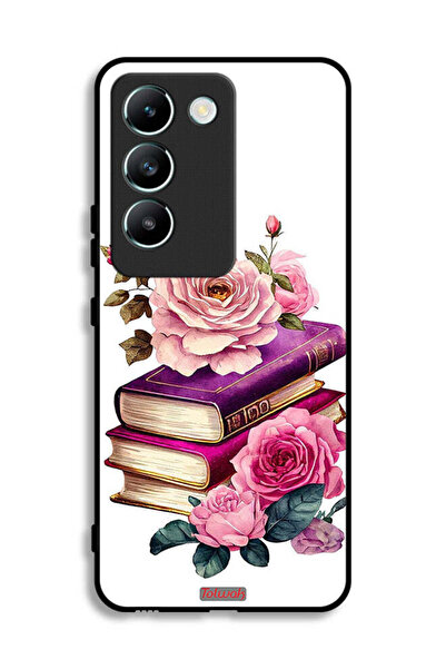 Tolwak غطاء حماية لهاتف فيفو V30 لايت 4G بنقشة الورود والكتب