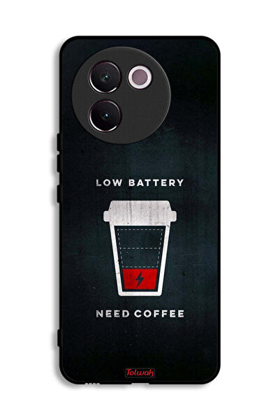 Tolwak Vivo V30e 5G Protective Case Cover Low Battery Need Coffee