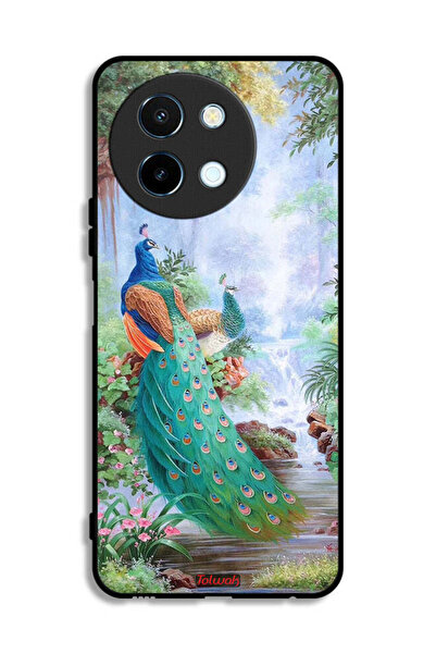 Tolwak غطاء حماية لهاتف Vivo Y38 5G بنقشة الطاووس