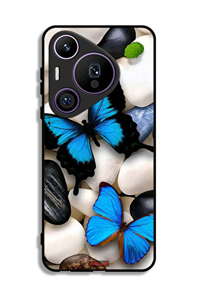 Tolwak غطاء حماية لهاتف هواوي بيورا 70 برو بنقشة فراشات على أحجار