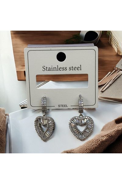 İNN JEWELLERY Steel Earrings Tarnish Resistant Antiallergic Heart Figured (2 Years Importer Warranty)