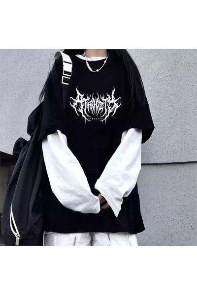 Köstebek Harajuku Gothic Atrocity White Sleeve Unisex T-Shirt