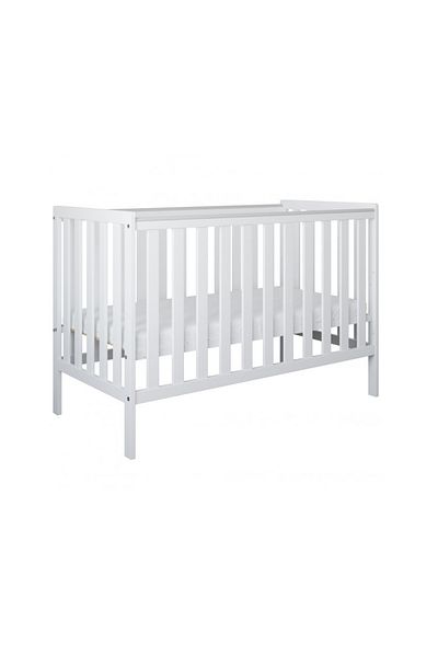 Nichiduta Patut din lemn si MDF pentru copii Nichiduta Bambi Alb, sistem 2 bare detasabile, vopsele ecologice