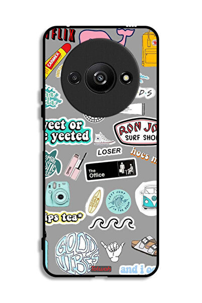 Tolwak Xiaomi Redmi A3 4G Protective Case Cover Good Vibes Stickers