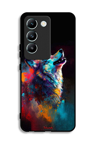 Tolwak Vivo V30 Lite 4G Protective Case Cover Wolf Colorful Art