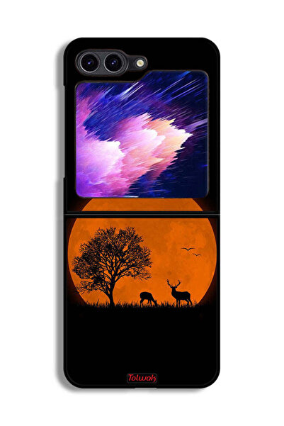 Tolwak غطاء حماية لهاتف Samsung Galaxy Z Flip6 بتصميم فن القمر المسائي